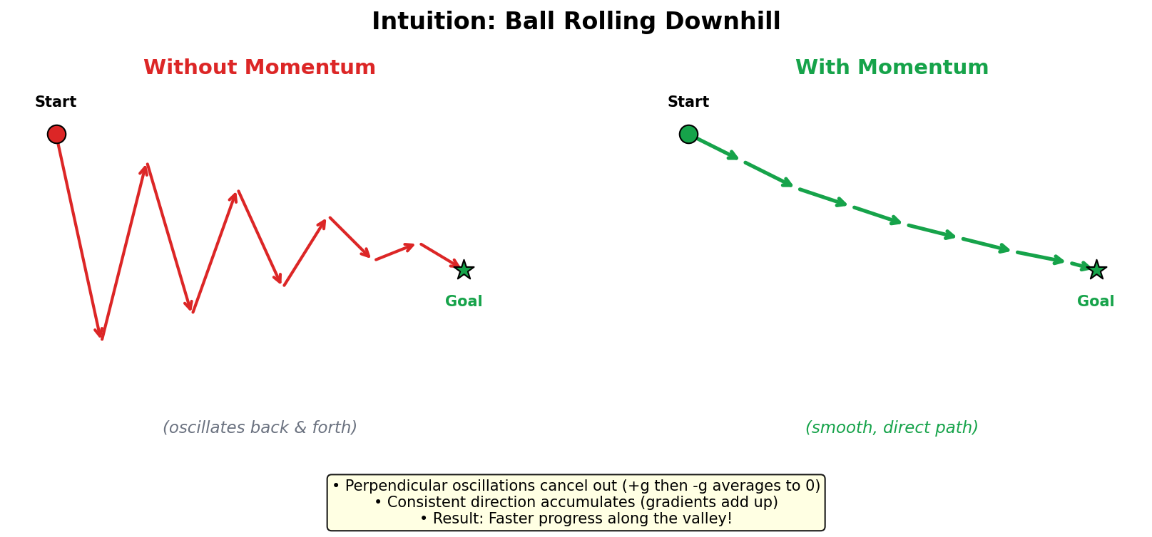 Momentum Ball Rolling Downhill